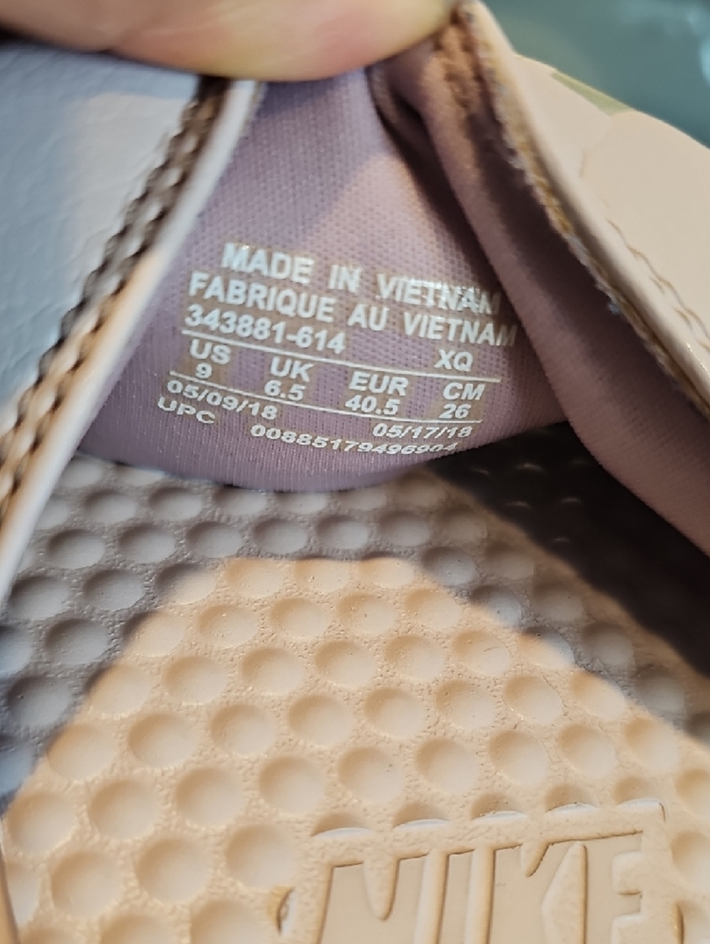 Nike Pink Slide Sandals with Subtle Beige Footbed - Picture 6 of 7